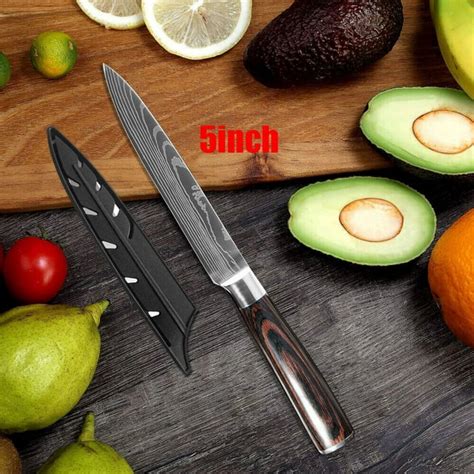 5 Kitchen Knife Japanese Damascus Stainless Steel Pattern Chef Utilit