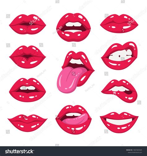 Red Lips Collection Vector Illustration Of Sexy Womans Lips