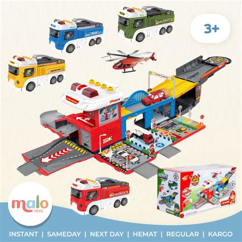 Jual MALOTOYS Truck Parking Storage Fire Trucks Police Military