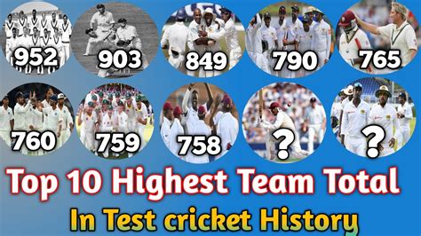 Top 10 Highest Team Total In Test Cricket History Highest Team Score In