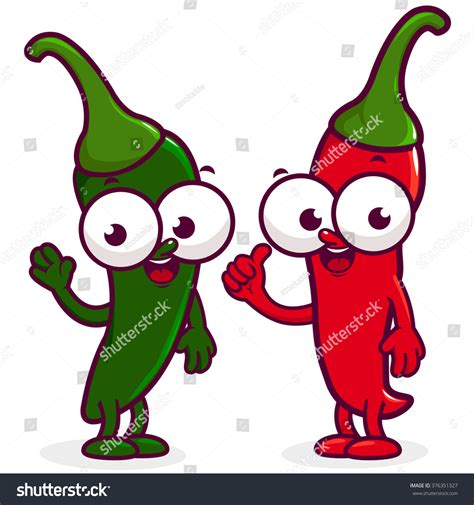 Cartoon Hot Chili Pepper Characters Vector เวกเตอรสตอก ปลอดคาลขสทธ