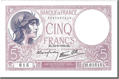 France Francs Banknote F Violet Unc