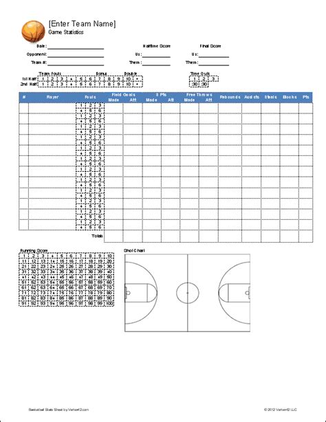 Basketball Stat Sheet Free Download Printable Templates Lab