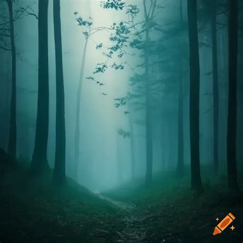 Moonlit Forest Path In The Mist On Craiyon