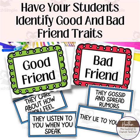 Social Skills Sorting Activity Good And Bad Friend Traits By Teach Simple