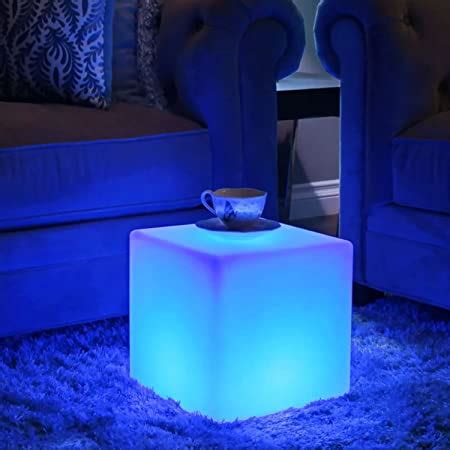 15 Inch LED Cube Chair 16 RGB Colors Changing LED Cube Light W Remote