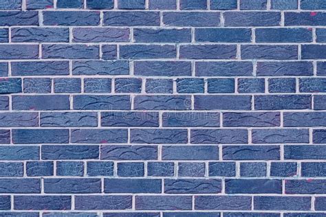 Brick Wall With Unusual Blue Bricks Made Of Whole Blue Bricks Stock