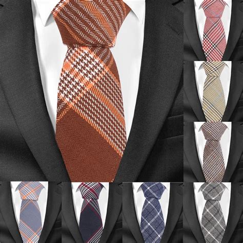 Casual Plaid Men Tie Classic Cotton Neckties For Men Formal Skinny Ties