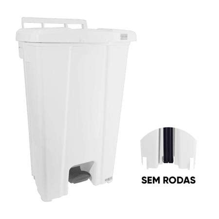 Lixeira Pedal E Rodas 100 Litros P100 Branca