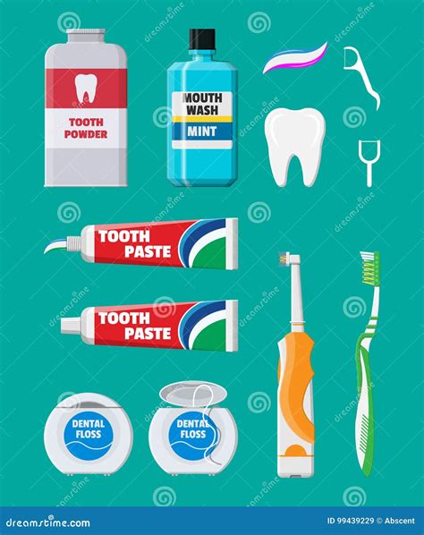 Dental Cleaning Tools. Oral Care Hygiene Products Stock Vector ...