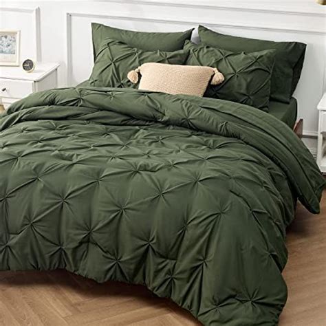 Bedsure Olive Green Comforter Set Queen – Bed in a Bag Queen 7 Pieces ...