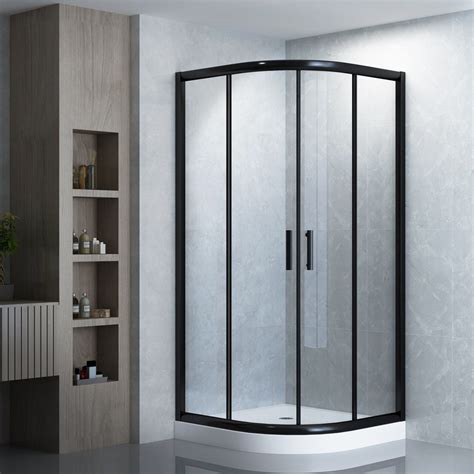 Bathroom Black Aluminium Profile Double Sliding Shower Enclosure