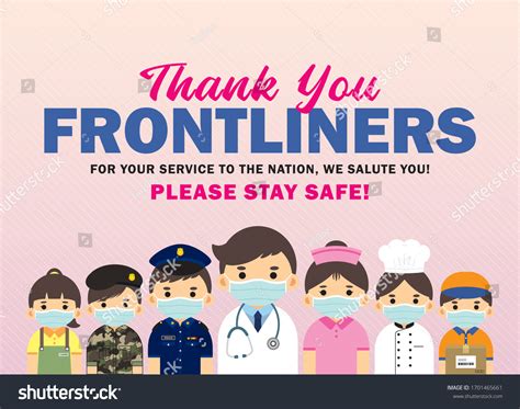 Thank You Frontliners Who Work Nation Stock Vector Royalty Free