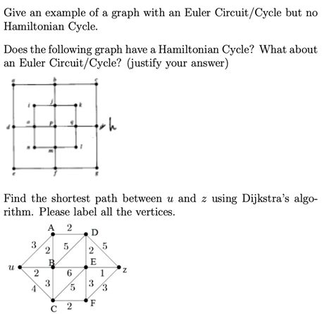 Solved Give An Example Of A Graph With An Euler Circuit Cycle But No