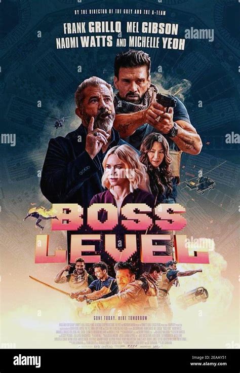 BOSS LEVEL, poster, from left: Mel Gibson, Naomi Watts, Frank Grillo ...