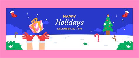 Free Vector Flat Twitter Header Template For Christmas Season With