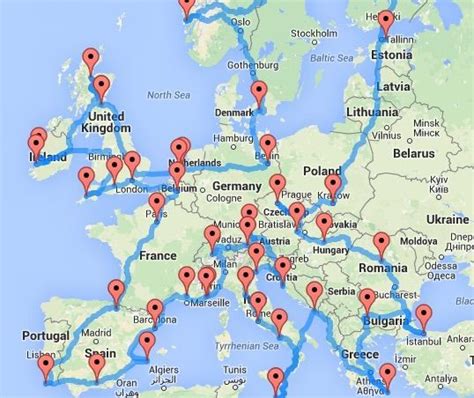 Mapped The Optimal Road Trip Across Europe Rejseideer Rejse Hacks