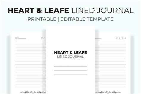 Premium Vector Heart Leafe Lined Journal Kdp Interior