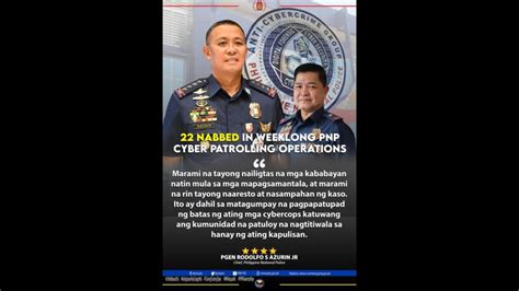 Arestado Sa Ikinasang Cyber Patrolling Operations Ng Pnp Sa Loob Ng