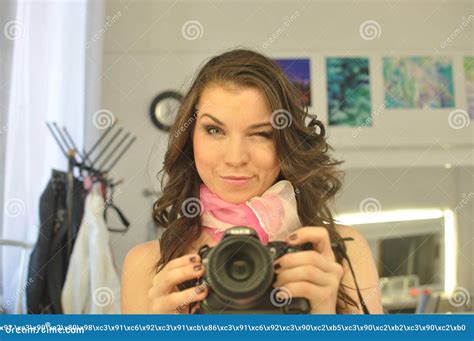 Funny Young Girl Wink Stock Photo Image Of Open Blogger 89299698