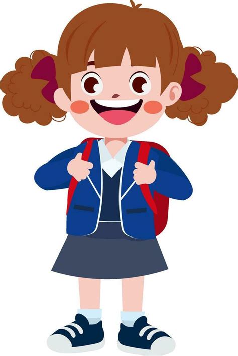 happy cute children in school uniform cartoon style 36326701 Vector Art ...