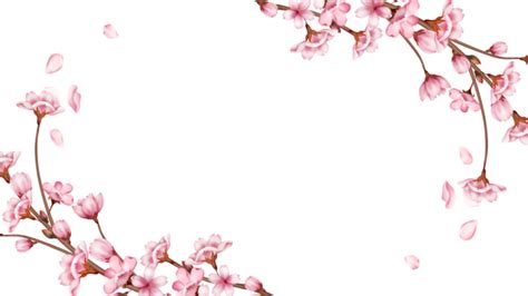 Spring Cherry Blossom Border Romantic Decorative Flowers Spring