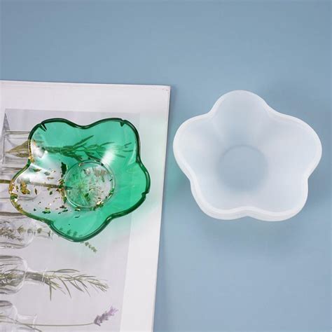 DIY kristal epoksi reçine kalıpları ayna Petal çiçek çiçek tabak çanak