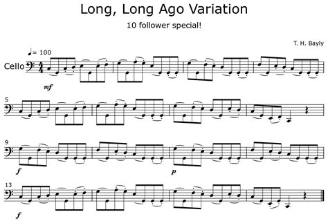 Long, Long Ago Variation - Sheet music for Cello