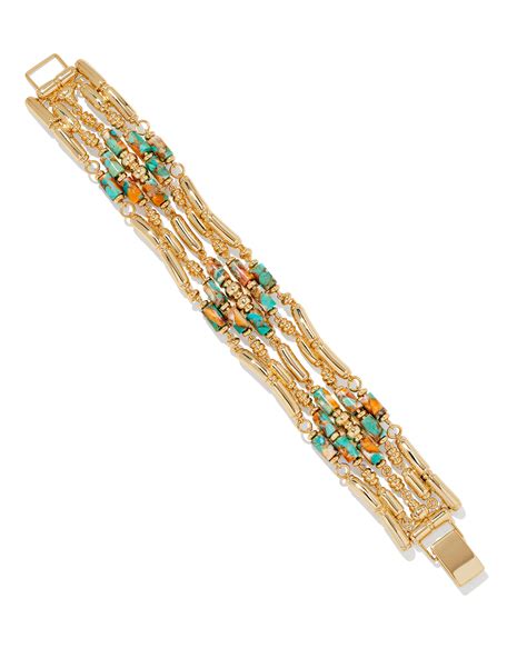 Ember Gold Statement Cuff Bracelet In Bronze Veined Turquoise Magnesite