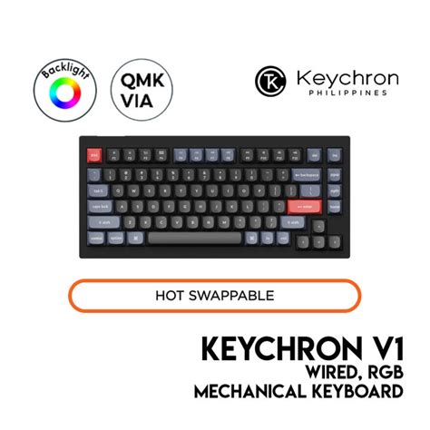 Keychron V1 QMK Mechanical Keyboard Carbon Black 75 Wired RGB Hot Swap QMK VIA Lazada PH