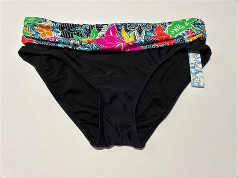 NWT Into The Bleu By Amerex Size 8 Retro Fold Over Waist Hipster Bikini