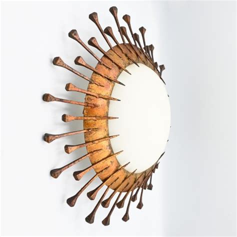 Brutalist Sunburst Wall Lamp for sale at Pamono