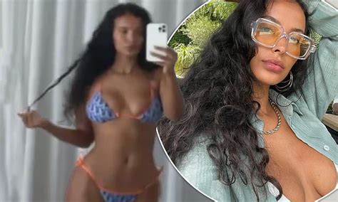 Maya Jama Puts On A Busty Display In White Bikini Top Before Changing Into Blue Two Piece