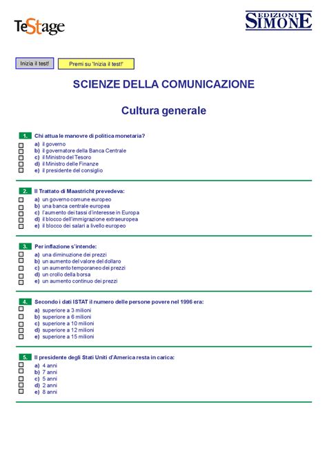 Appetito Turbolenza Finanziario Test Cultura Generale Da Stampare