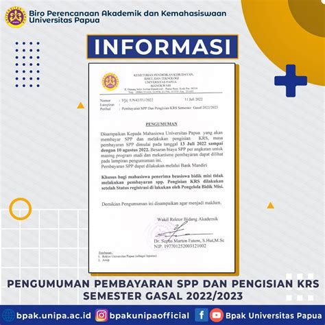 Pembayaran Spp Dan Pengisian Krs Semester Gasal