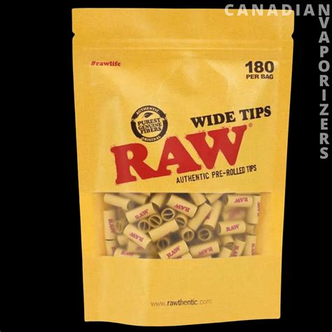 Raw Pre Rolled Wide Unbleached Rolling Tips Pack Of 180 Canadian Vaporizers