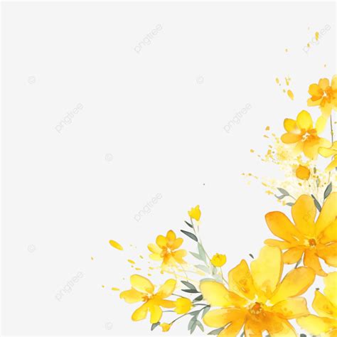 Yellow Splash Watercolor Flower Background Spring Botanical