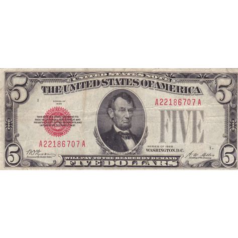 1928 $5 United States Note Red Seal VG-F | Golden Eagle Coins