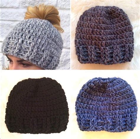 Three Pictures Of Different Types Of Crocheted Hats