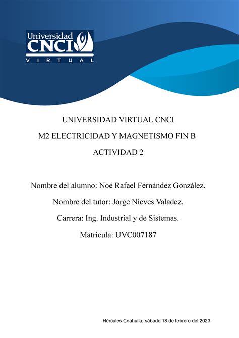 Actividad M Electricidad Y Magnetismo Fin B Universidad