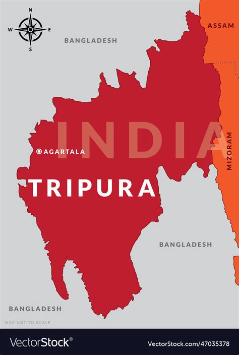 State of tripura india with capital city agartala Vector Image