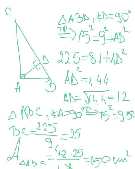 In triunghiul ABC dreptunghic în A avem AB 15 cm Daca proiectia lui A
