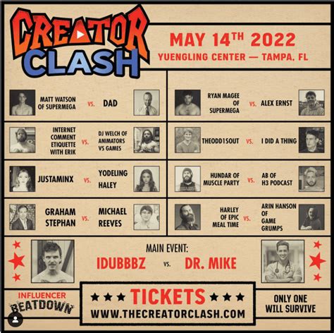 Idubbbz S Creator Clash Schedule Released And Here S Everything You Need To Know About All The