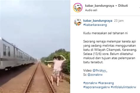 Video Viral Aksi Remaja Lempar Batu Ke Kereta Api Di Cikampek Pelaku