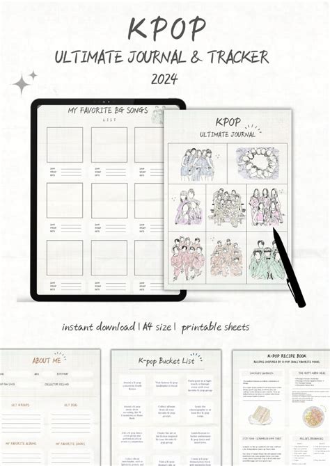 Ultimate Kpop Journal Printable Digital Kpop Journal And Calendar 2024 Planner Tracker Digital