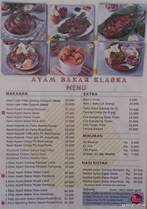 Selalu Diperbarui Menu Ayam Bakar Klaska Gubeng Surabaya