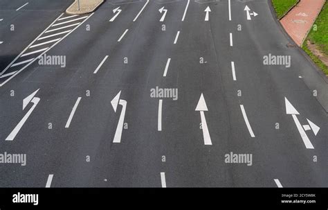 Road Markings Turning Lanes Directional Signs At A Crossing Turning