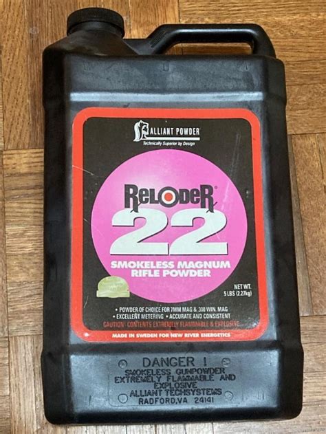 Alliant Reloder 22 RL22 Smokeless Magnum Rifle Powder 5 Lb Reloading