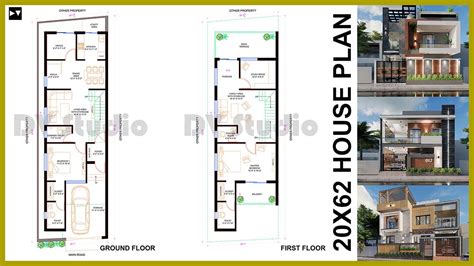 20X62 House Plan DV Studio