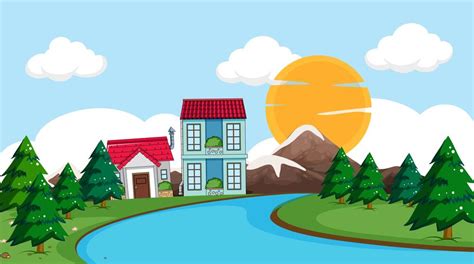 Rural village in nature 433380 Vector Art at Vecteezy